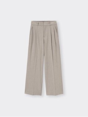 GU | Pleated Wide-Leg Pants in Beige | Size XL